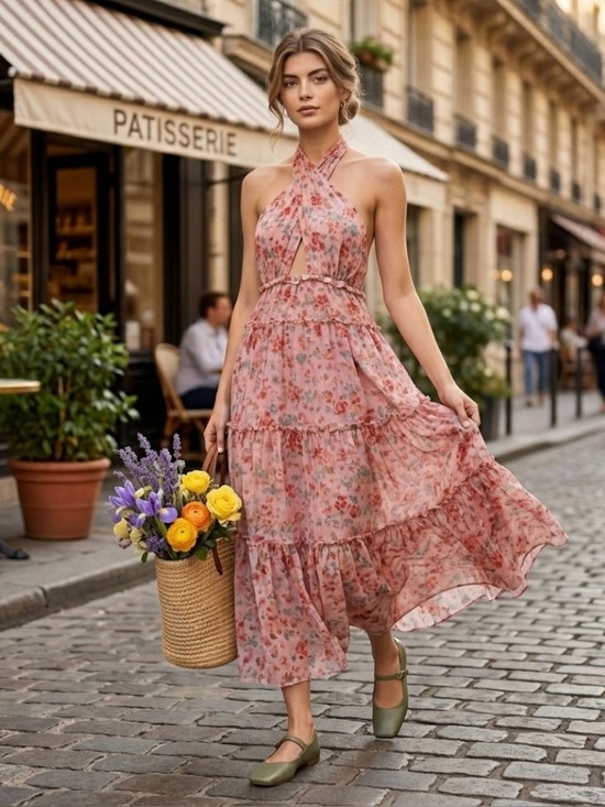 Astr Dresses & Skirts - NWT ASTR The Label Jaidee Floral Tiered Halter Maxi Dress Cottagecore XS